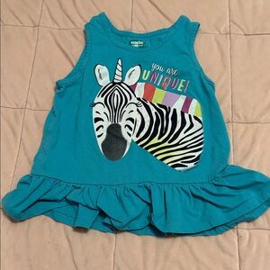 Preloved girls Turquoise Zebra Tank Top
